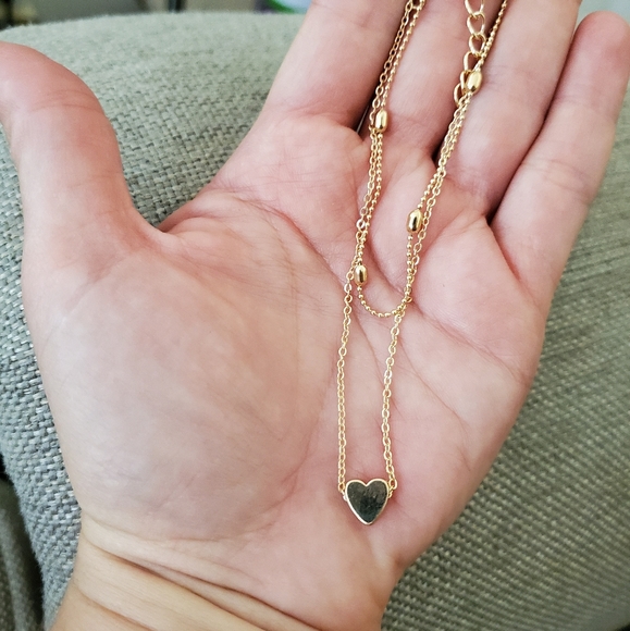 2 Strand Choker Heart Pendant Necklace - Picture 4 of 4